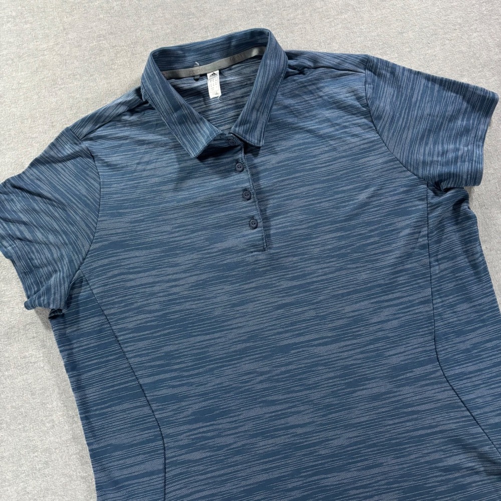 Adidas Primegreen Womens XL Navy Blue Space Dye Golf Polo Shirt Short Sleeve